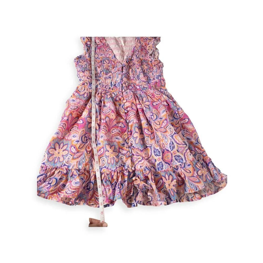 Anthropologie Boho Peregrine Paisley Mini Dress Ruffle SZ SP Wedding Guest Dress - Picture 6 of 8